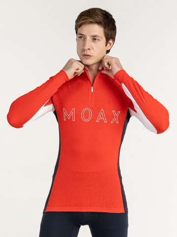 Мужской комплект термобелья с воротником Moax Race красно-синий