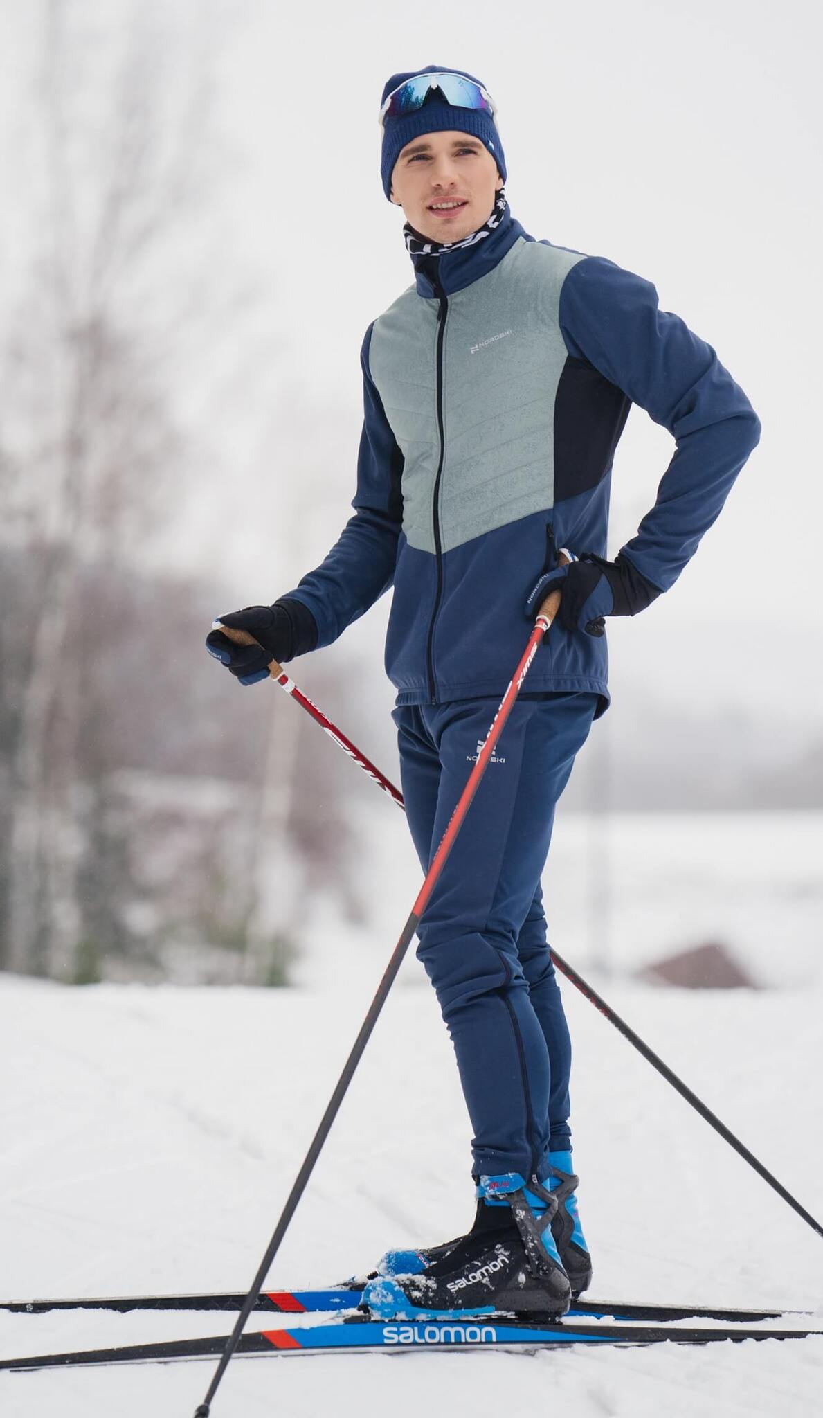 Мужская куртка для лыж и бега зимой Nordski Hybrid Pro blue-ice mint - 10