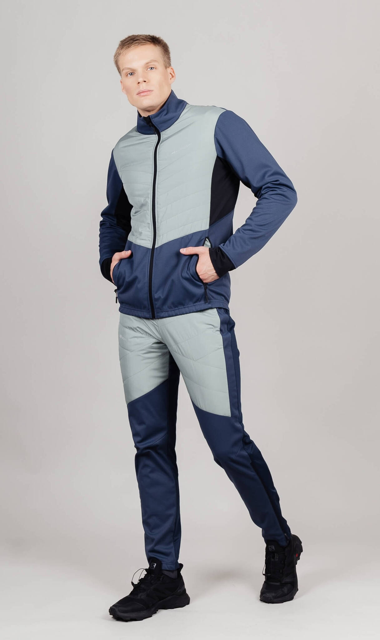 Мужская куртка для лыж и бега зимой Nordski Hybrid Pro blue-ice mint - 13