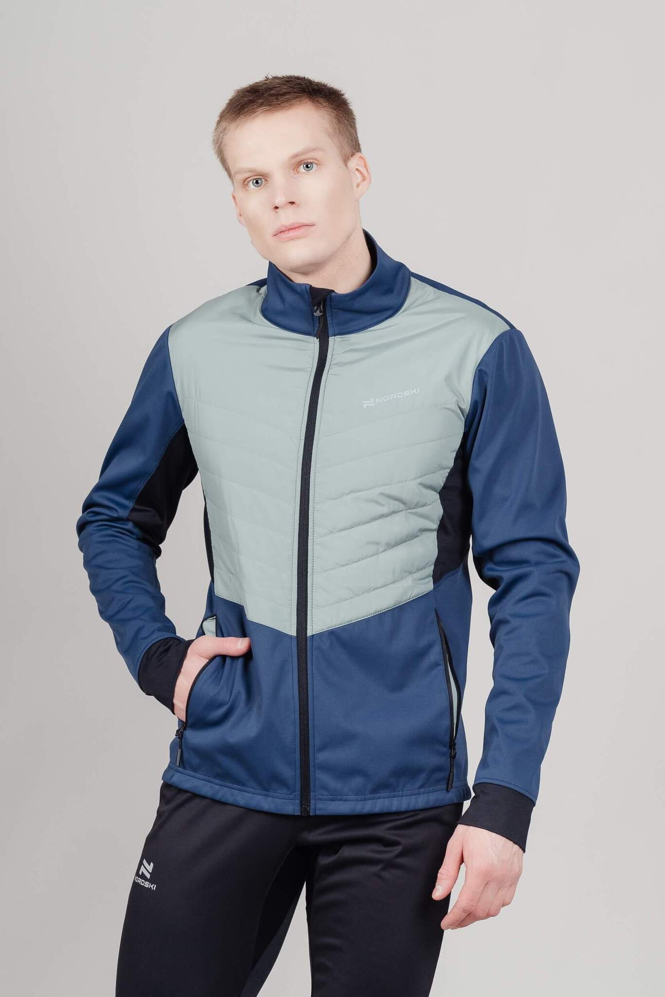 Мужская куртка для лыж и бега зимой Nordski Hybrid Pro blue-ice mint - 5