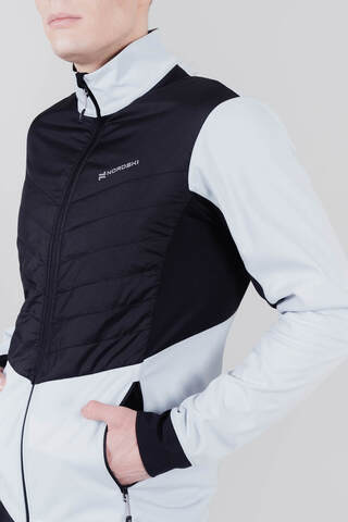 Мужская куртка для лыж и бега зимой Nordski Hybrid pearl blue-black