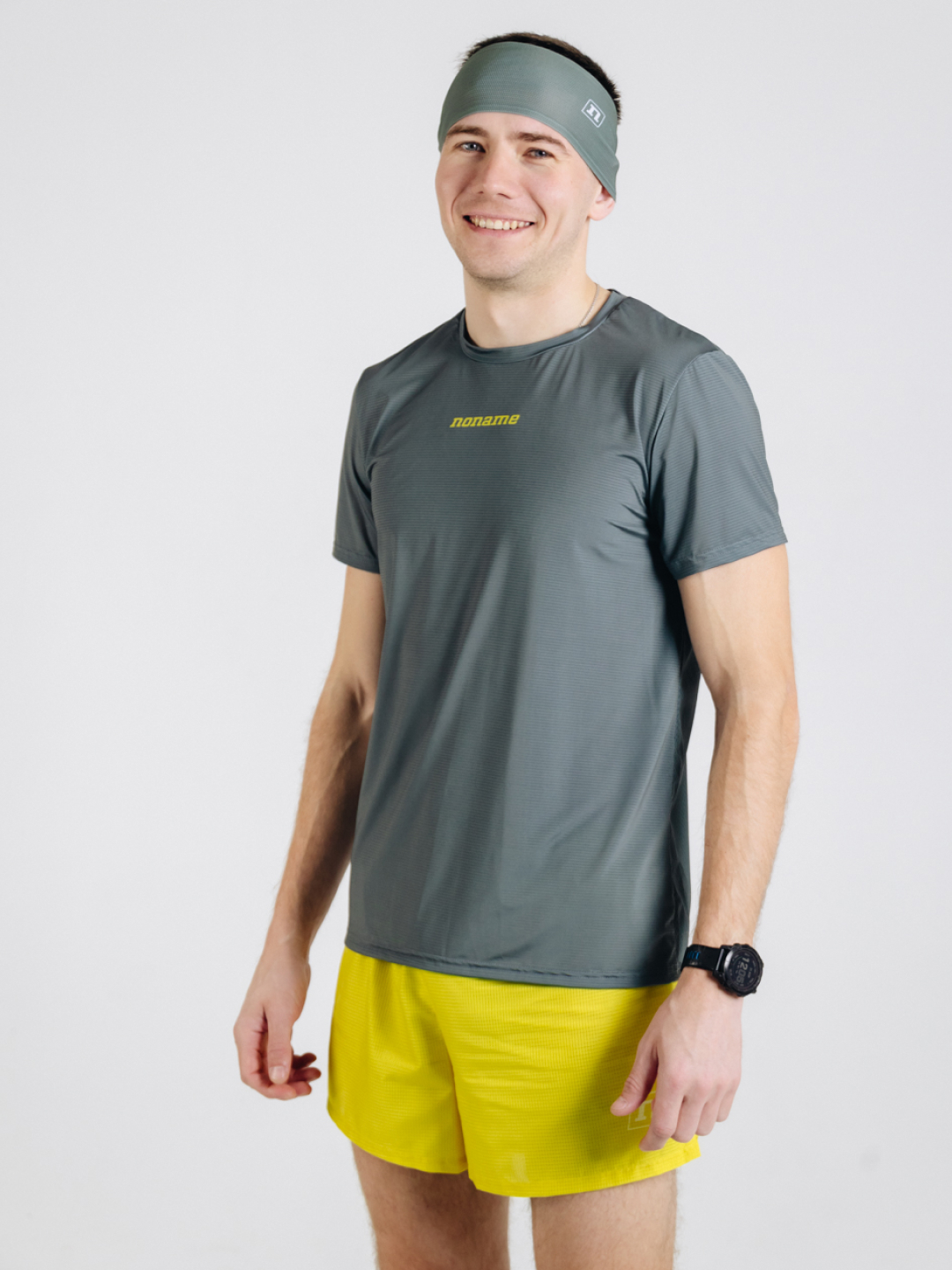 Спортивная тренировочная футболка Noname Miler T-Shirt SS 25 UX grey-yellow - 2