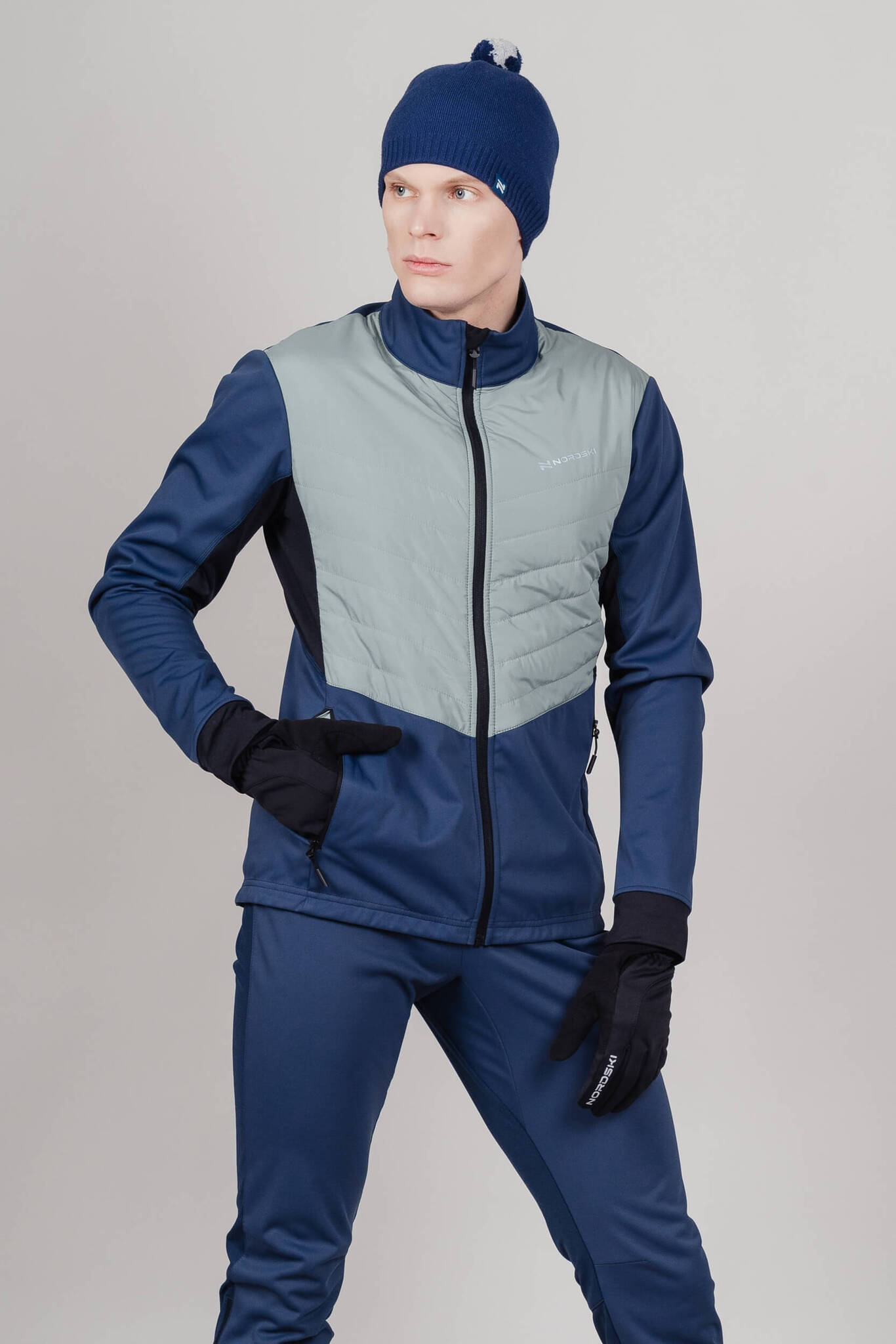 Мужская куртка для лыж и бега зимой Nordski Hybrid Pro blue-ice mint - 6