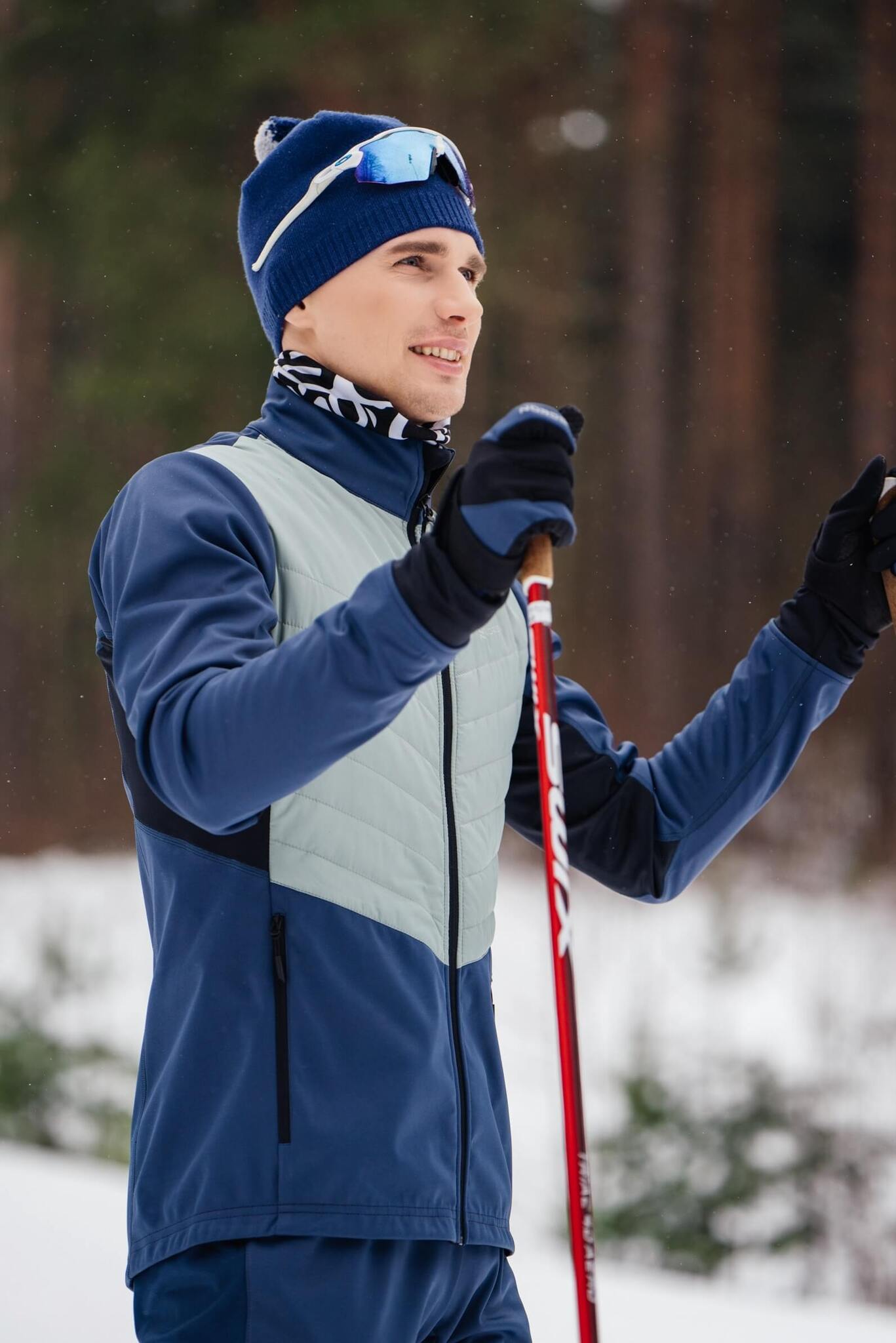Мужская куртка для лыж и бега зимой Nordski Hybrid Pro blue-ice mint - 2