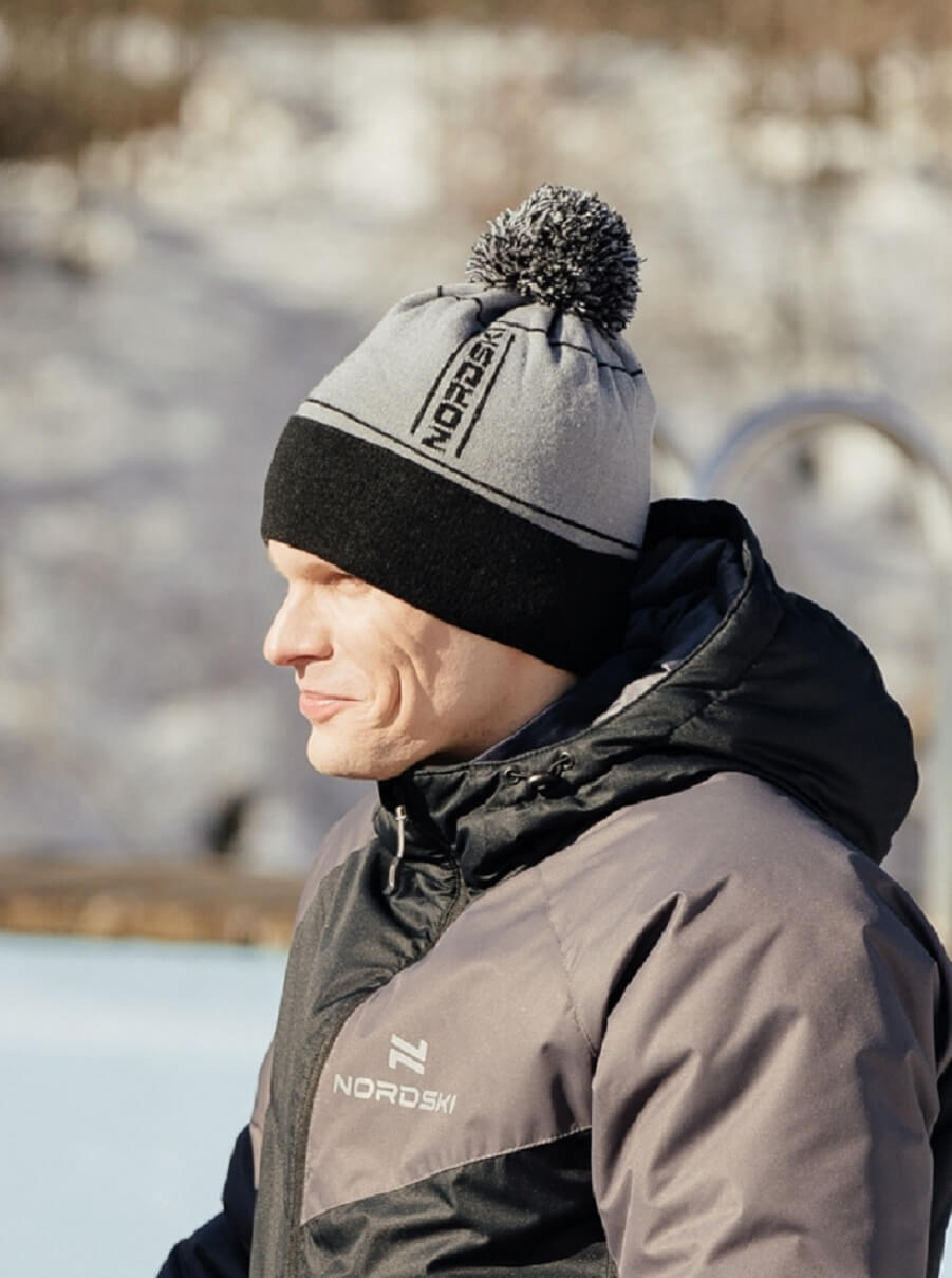 Вязаная шапка с ветрозащитой Nordski Arctic WS grey - 6