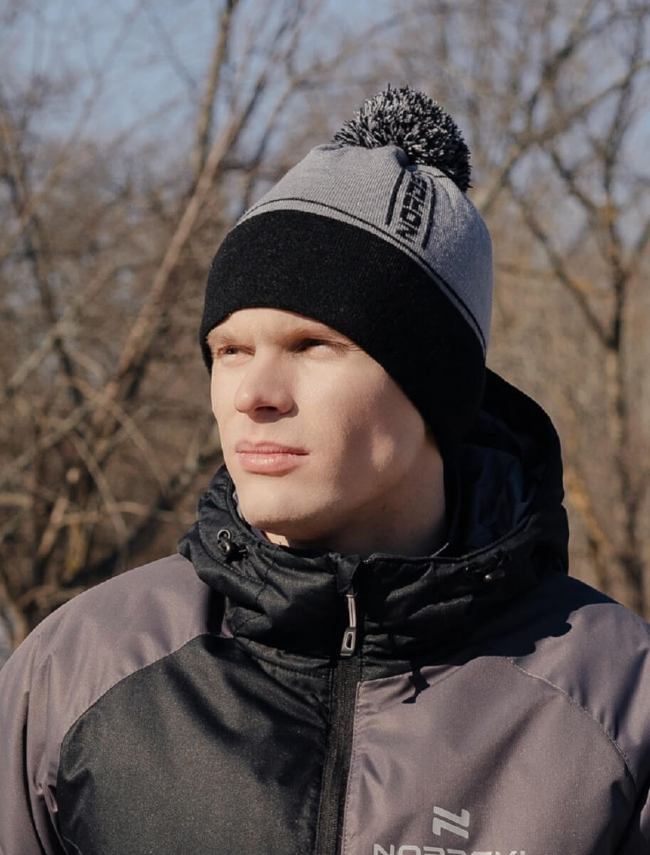 Вязаная шапка с ветрозащитой Nordski Arctic WS grey - 4