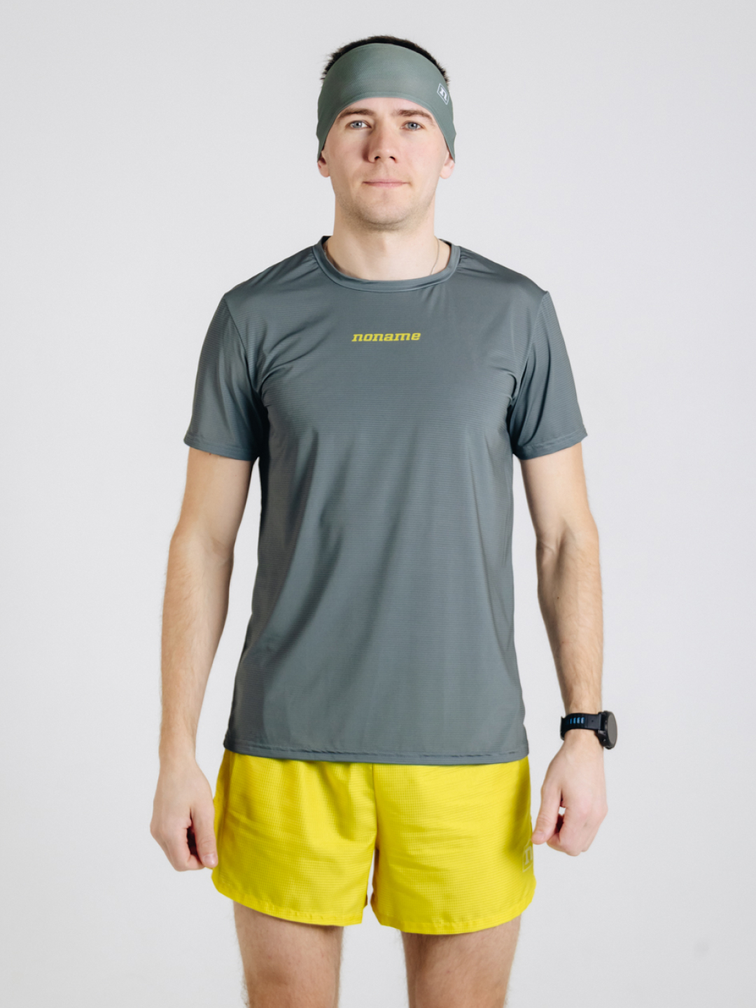 Спортивная тренировочная футболка Noname Miler T-Shirt SS 25 UX grey-yellow