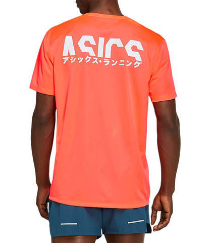 Asics Katakana Ss Top футболка для бега мужская коралловая