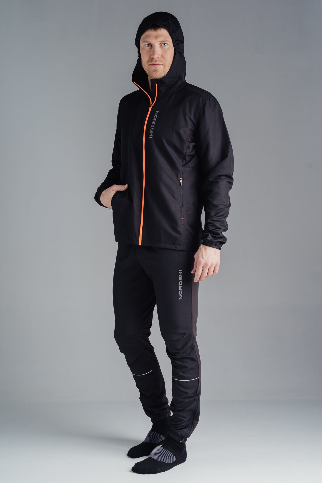 Nordski Run костюм для бега мужской black-orange