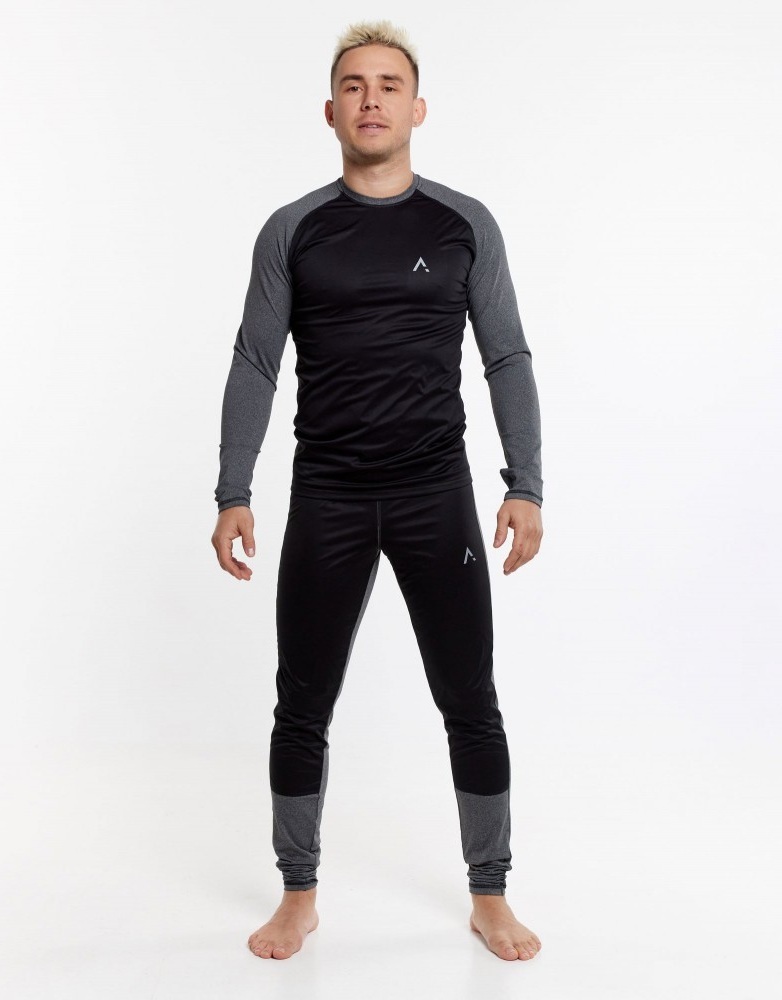 Мужской комплект термобелья с ветрозащитой Arswear Windstoppe серо-черный