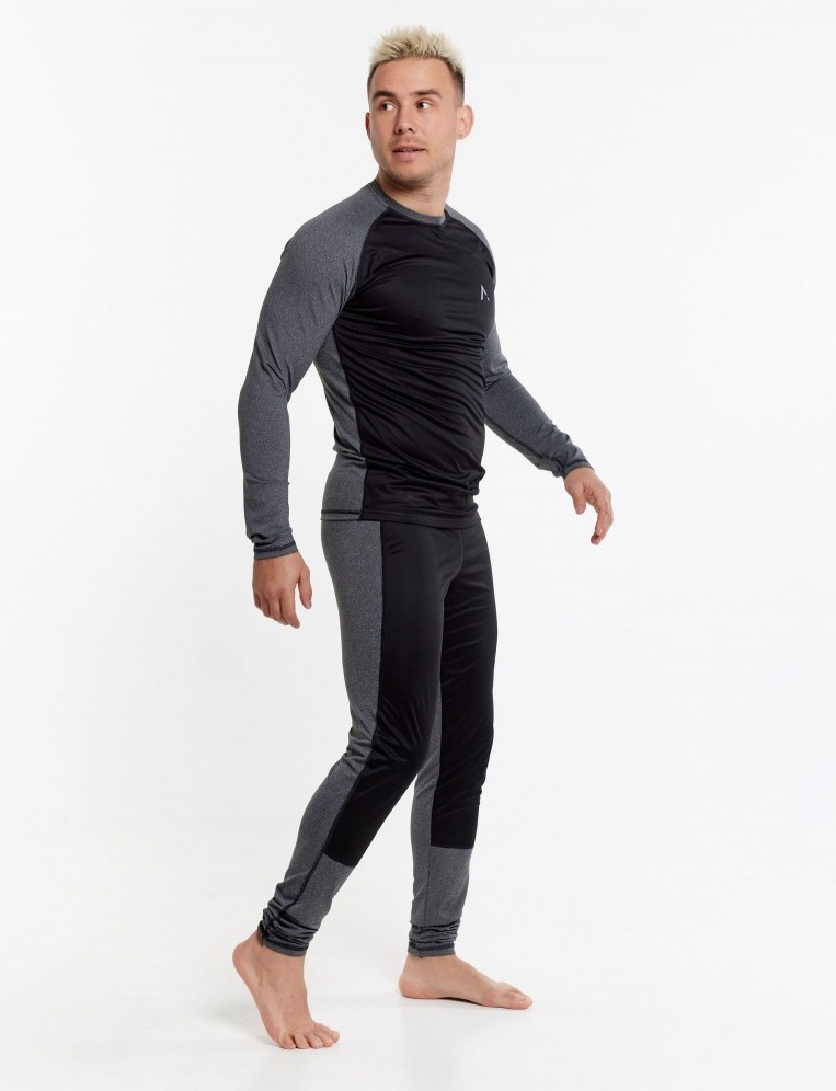 Мужской комплект термобелья с ветрозащитой Arswear Windstoppe серо-черный - 3
