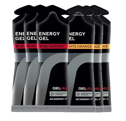 Набор энергетических гелей GEL4U Energy GEL 60 г гранат-апельсин 6 шт