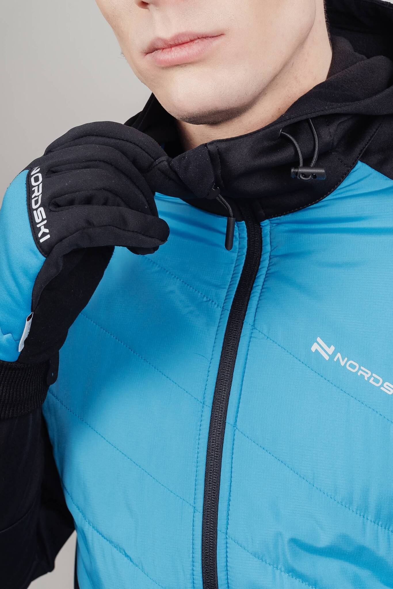 Мужская тренировочная курткас капюшоном Nordski Hybrid Hood black-light blue - 10