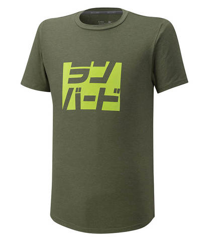 Mizuno Athletic Runbird Tee беговая футболка мужская зеленая