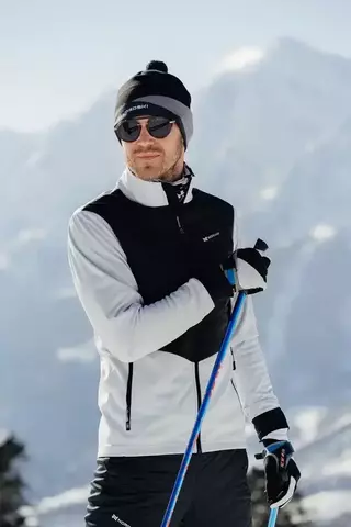 Мужская куртка для лыж и бега зимой Nordski Hybrid pearl blue-black
