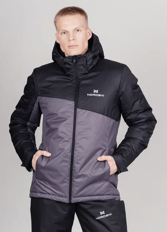Мужская зимняя лыжная куртка Nordski Active черный-серый