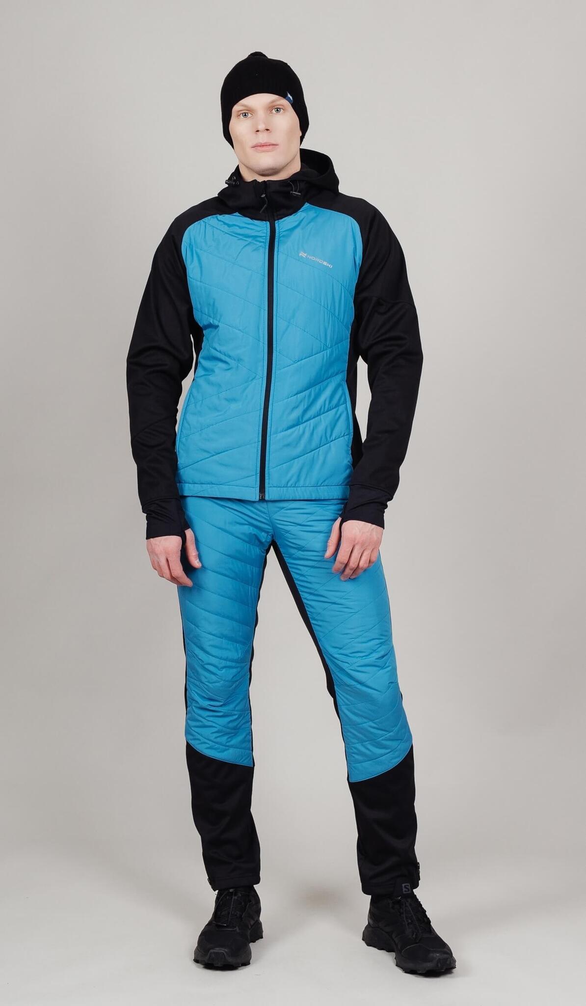 Мужская тренировочная курткас капюшоном Nordski Hybrid Hood black-light blue - 13