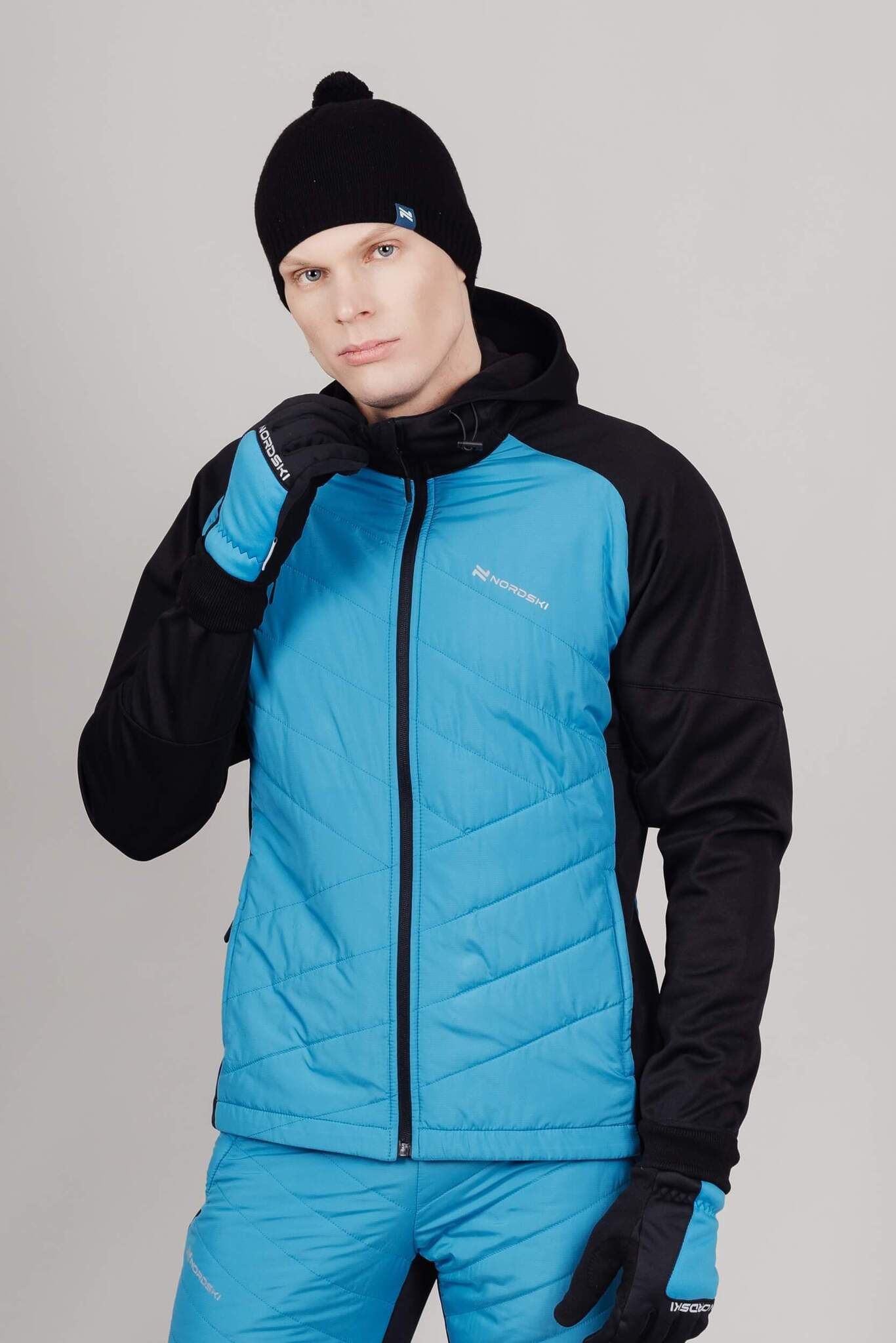 Мужская тренировочная курткас капюшоном Nordski Hybrid Hood black-light blue - 5