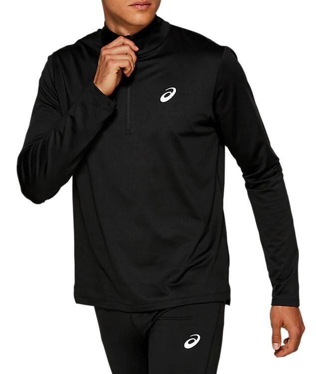 Asics Silver Ls 1/2 Zip Winter утепленная рубашка для бега мужская черная (Распродажа)