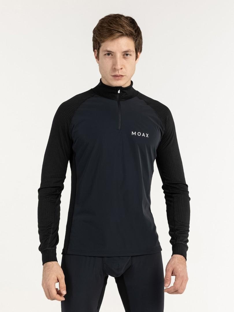 Мужская терморубашка с ветрозащитой Moax Race Wind LS черная