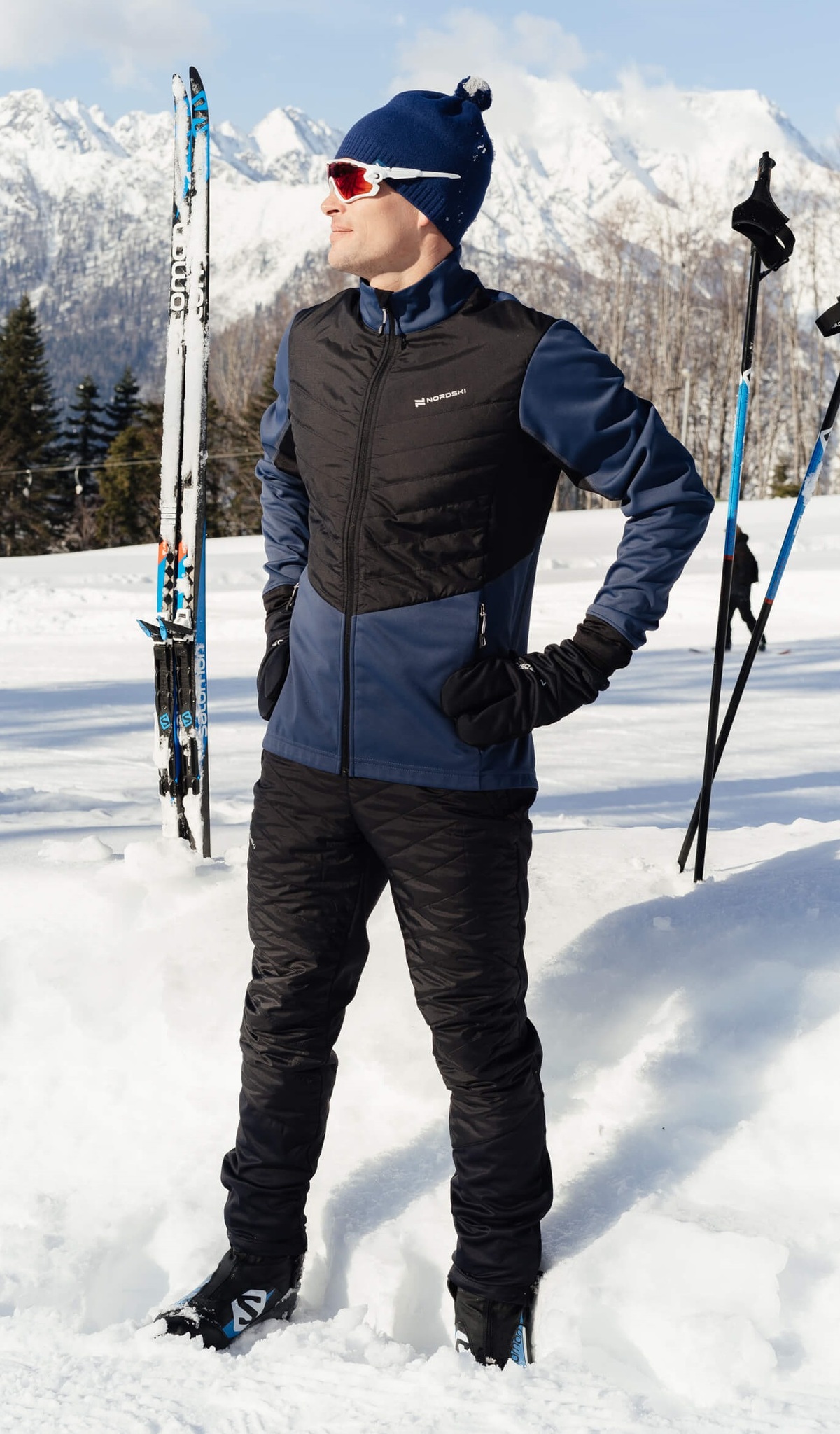 Мужской тренировочный лыжный костюм Nordski Hybrid синий - Интернет-магазин Five-sport