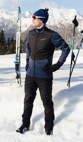 Мужской костюм для лыж и бега зимой Nordski Hybrid blue