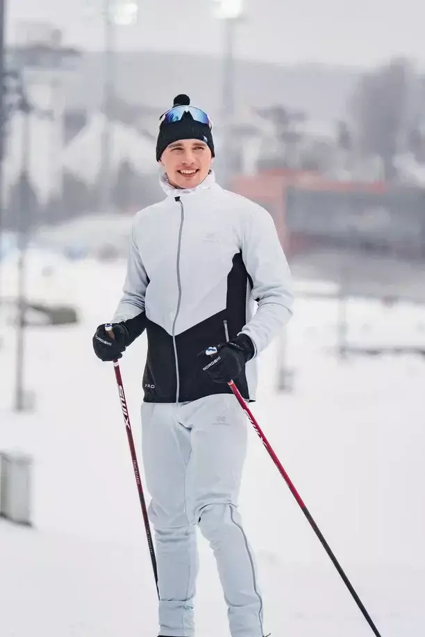 Мужская тренировочная лыжная куртка Nordski Pro pearl blue-black - 12