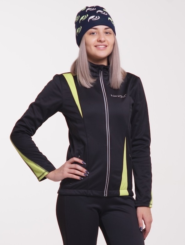 Nordski Active женская разминочная куртка черный-лайм - 2