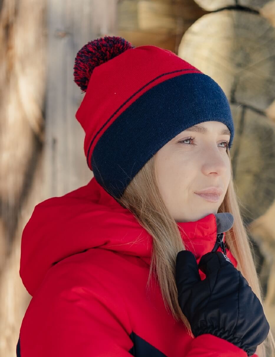 Вязаная шапка с ветрозащитой Nordski Arctic WS raspberry - 2