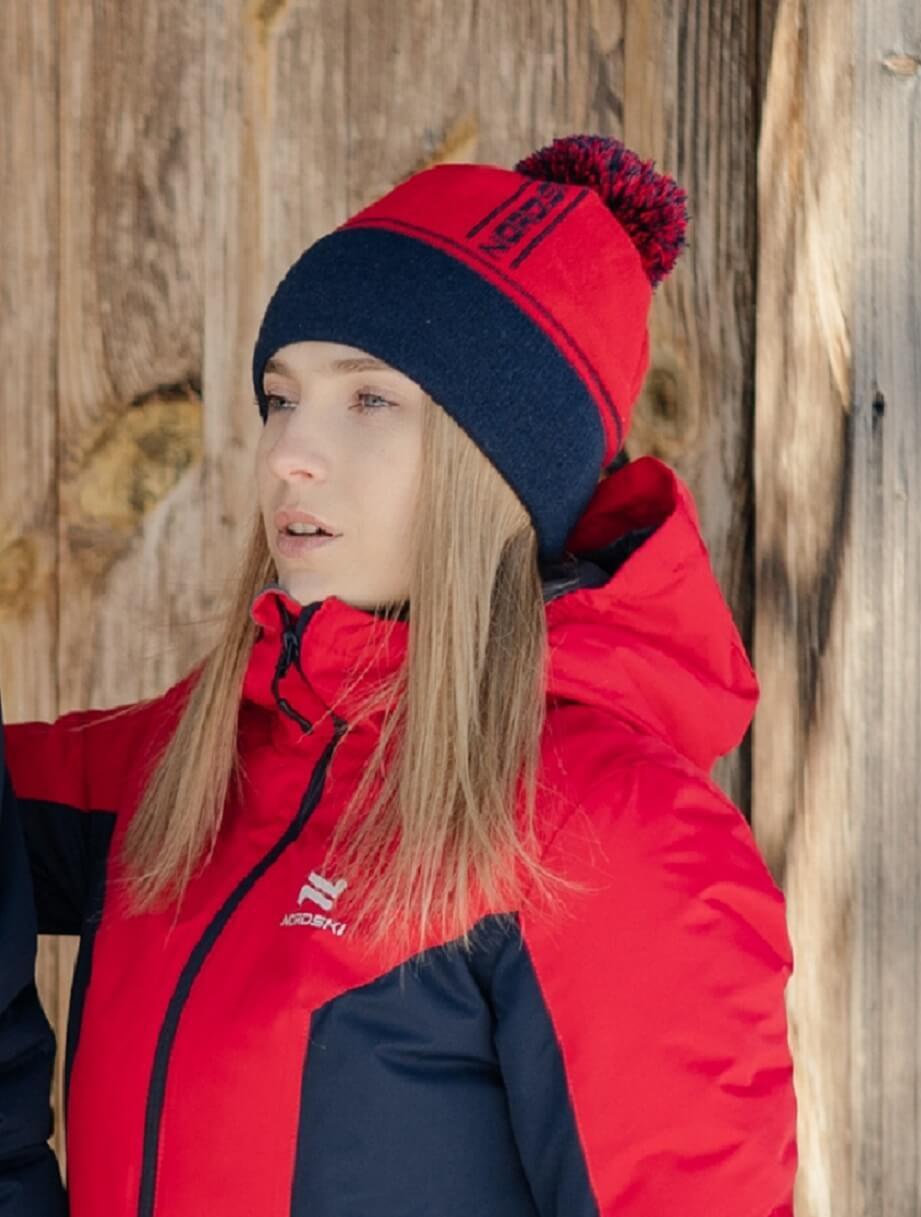 Вязаная шапка с ветрозащитой Nordski Arctic WS raspberry - 3