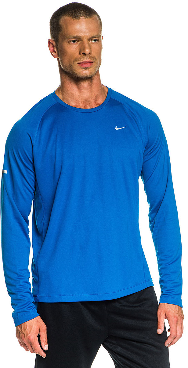 Футболка Nike Miler LS UV /Рубашка беговая голубая - 1