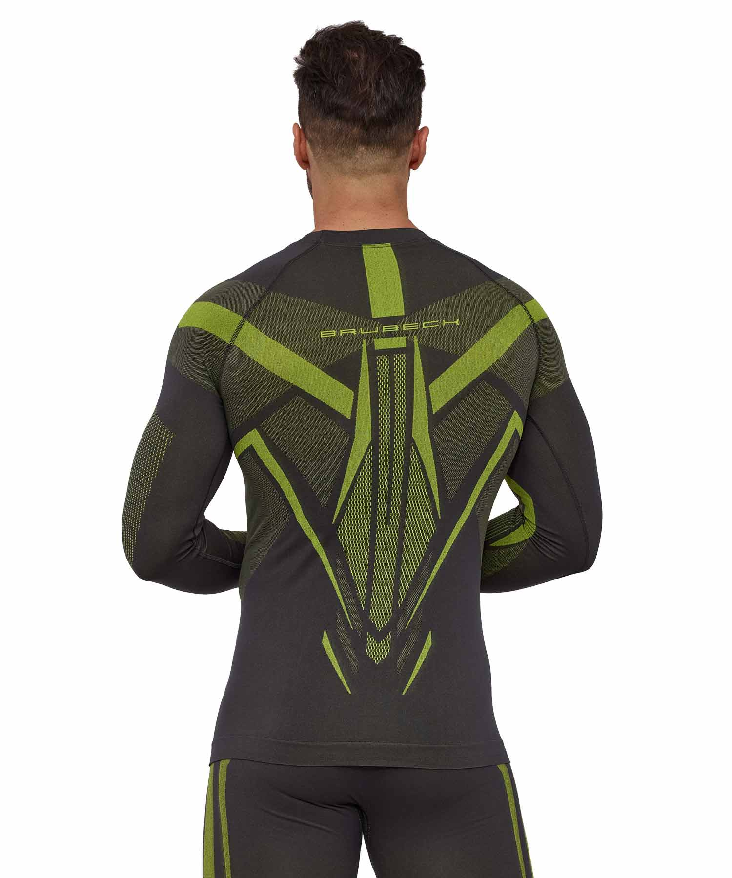 Мужской термолонгслив Brubeck Dry графитовый-лайм - 2