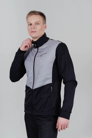 Мужская куртка для лыж и бега зимой Nordski Hybrid pearl black-grey