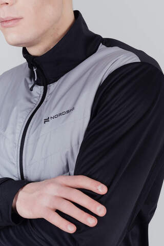 Мужская куртка для лыж и бега зимой Nordski Hybrid pearl black-grey