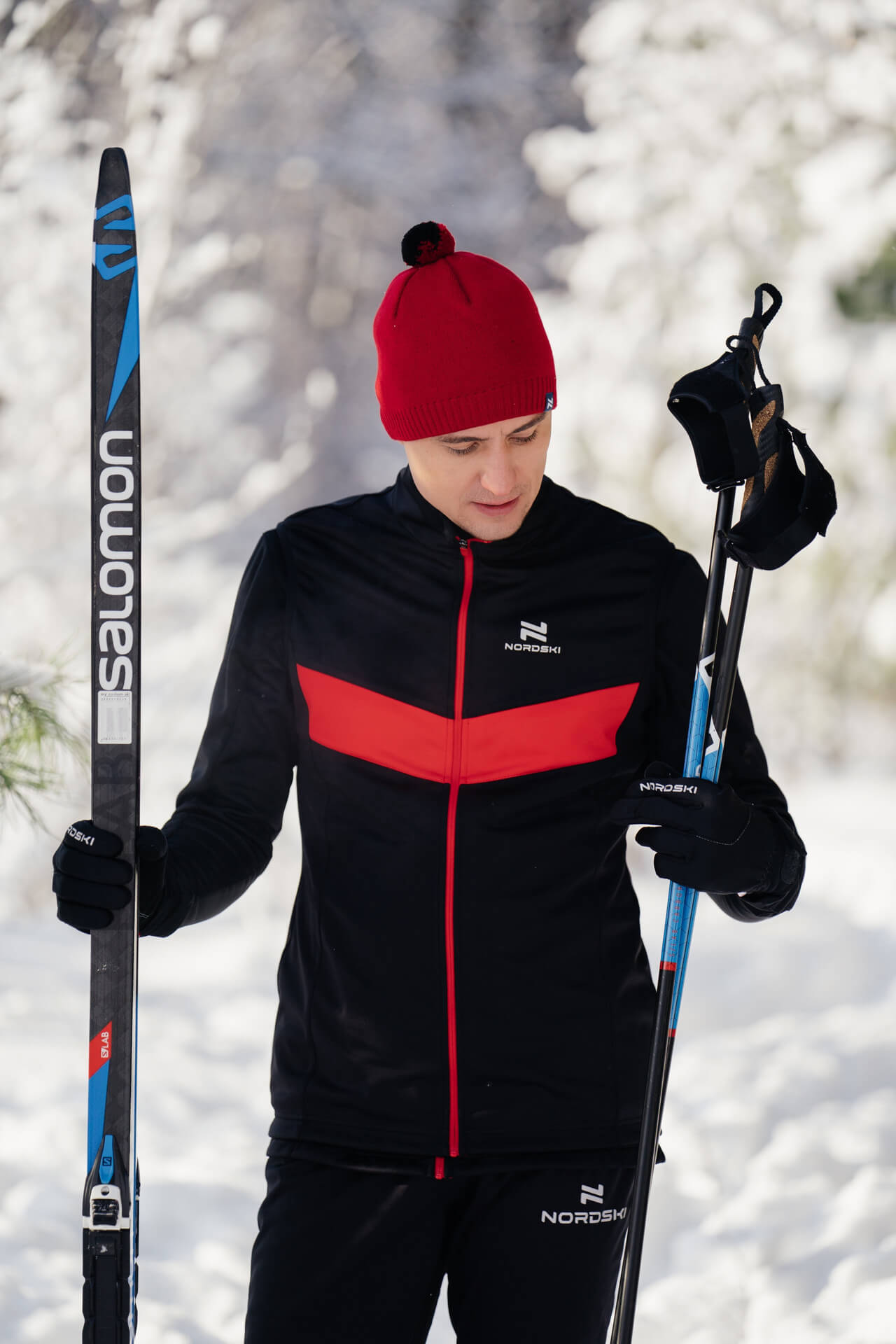 Мужская лыжная куртка Nordski Base black-red - 2