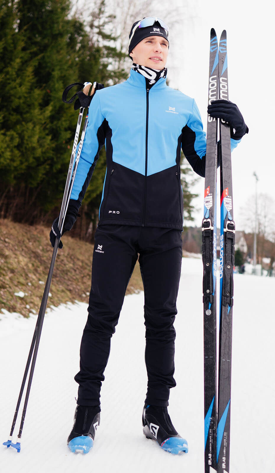 Мужской тренировочный лыжный костюм Nordski Pro light blue-black