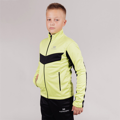 Детская утепленная разминочная куртка Nordski Jr Base lime-black