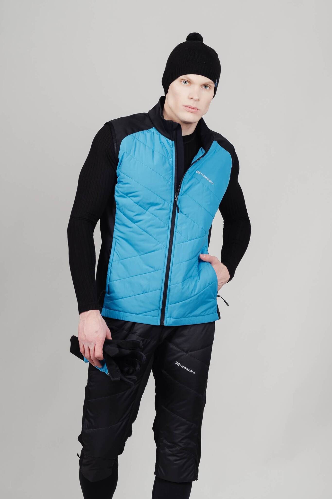 Мужской теплый жилет Nordski Hybrid light blue-black