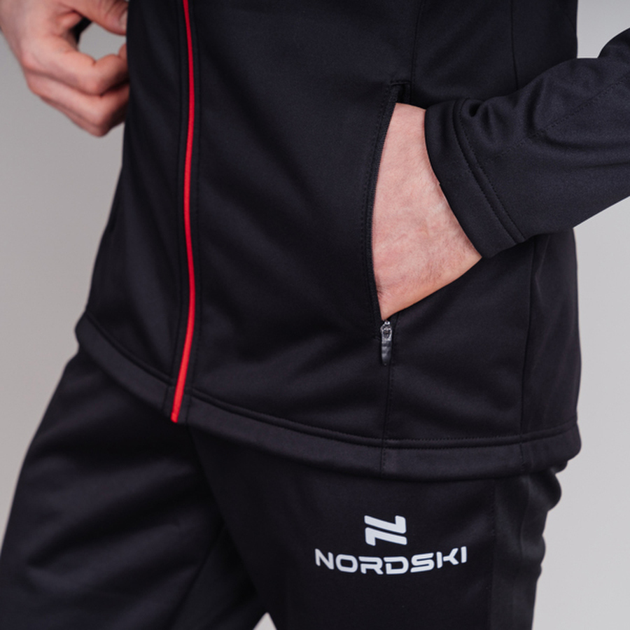 Мужская утепленная разминочная куртка Nordski Base black-red - 8