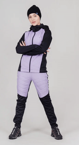 Женские тренировочные лыжные брюки Nordski Hybrid Warm black-lavender