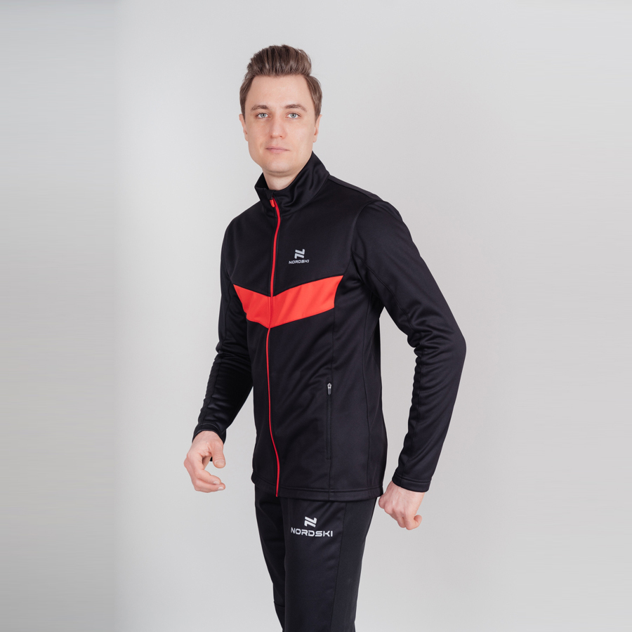 Nordski Base тренировочная куртка мужская black-red - 2