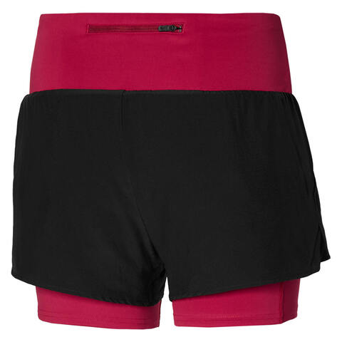 Mizuno 2 In 1 4.5 Short шорты для бега женские черные-розовые