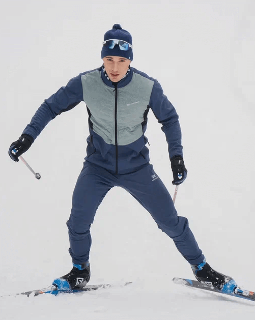 Мужской костюм для бега зимой Nordski Hybrid Hood Pro blue-ice mint - 2