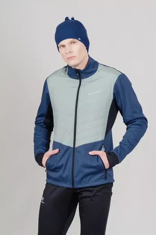 Мужской костюм для бега зимой Nordski Hybrid Hood Pro blue-ice mint - 7