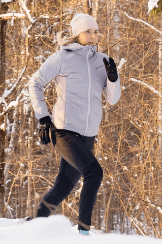 Женский лыжный костюм с капюшоном Nordski Hybrid Warm Pro grey-black