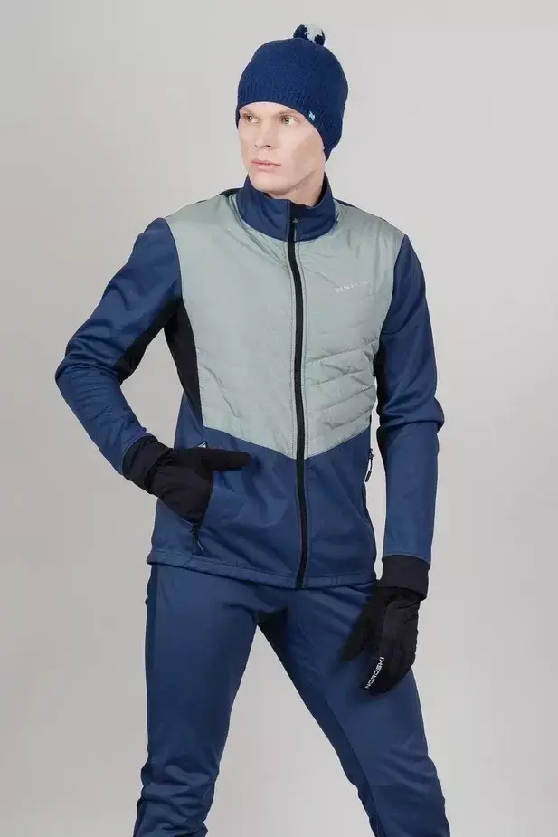 Мужской костюм для бега зимой Nordski Hybrid Hood Pro blue-ice mint - 6