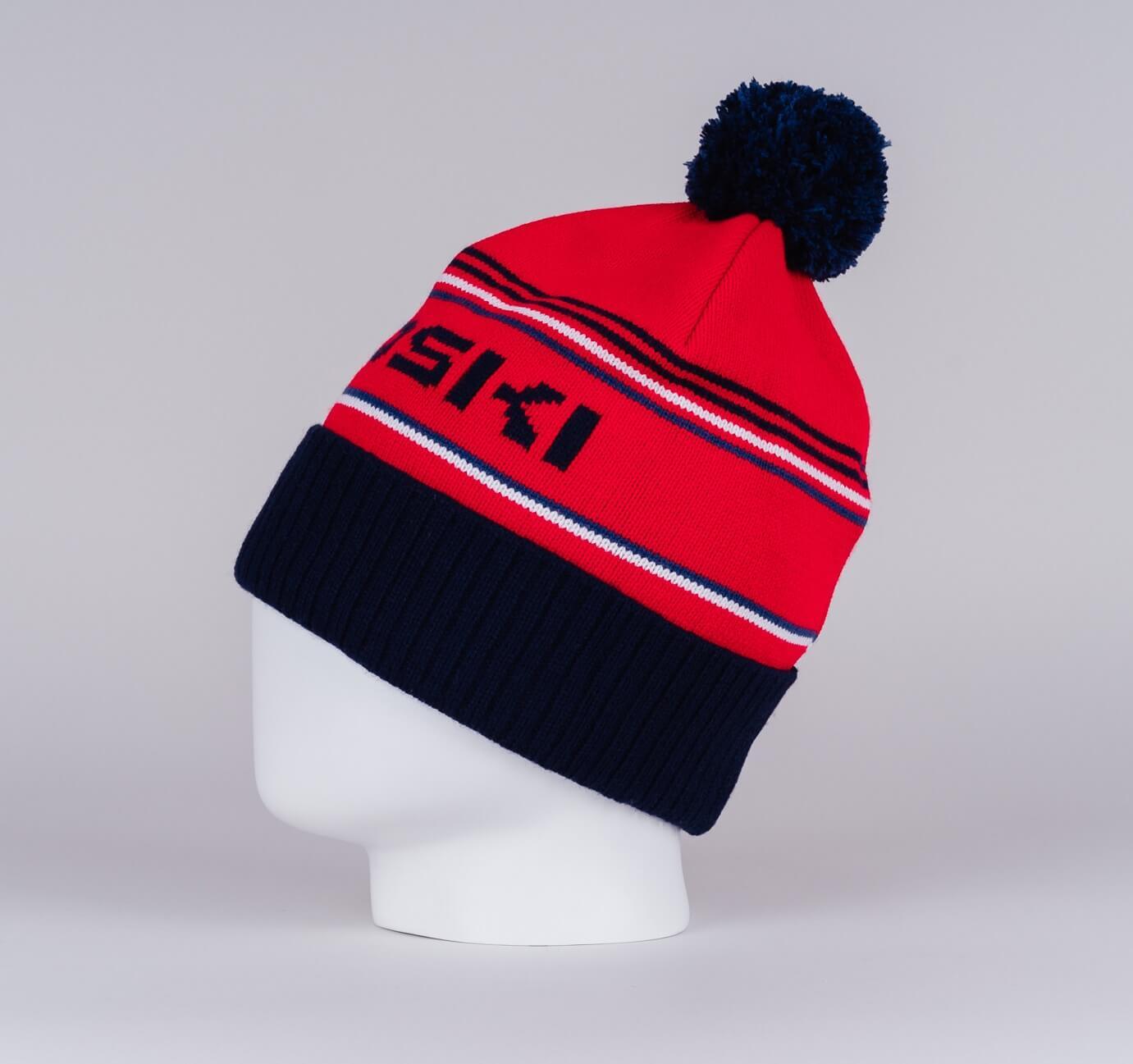 Теплая шапка Nordski Stripe красная