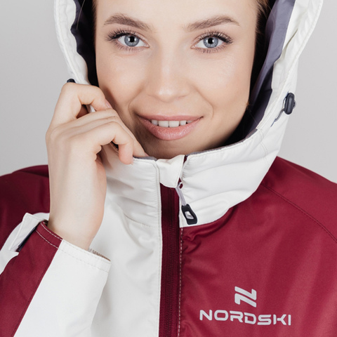 Теплый лыжный костюм женский Nordski Premium Sport cream-wine