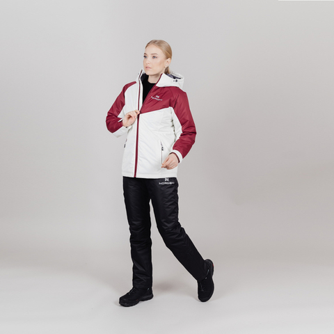 Теплый лыжный костюм женский Nordski Premium Sport cream-wine (S)