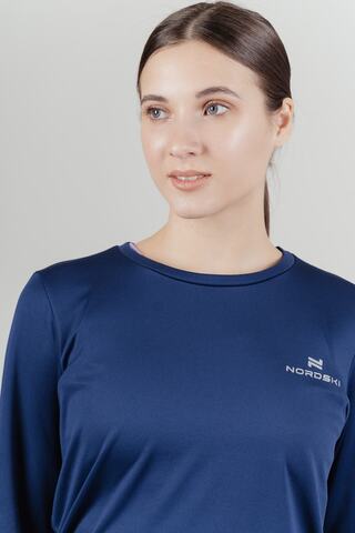 Женская футболка для бега с длинным рукавом Nordski Run темно-синяя